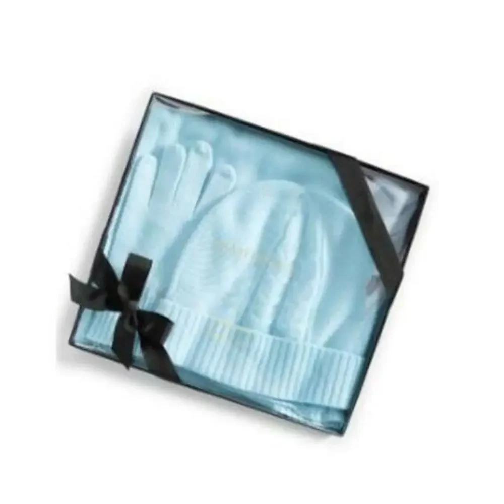 Charter Club Cashmere Blue Hat Gloves Scarf Boxed Gift Set OS Rtl $248